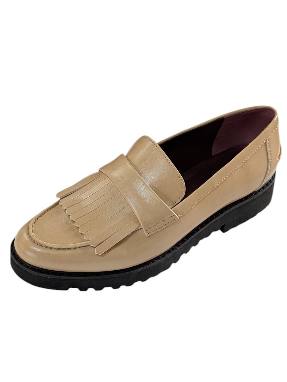 Franco Sarto, Cello, Beige Fringe Loafers With Lug Heel.  Size 10
